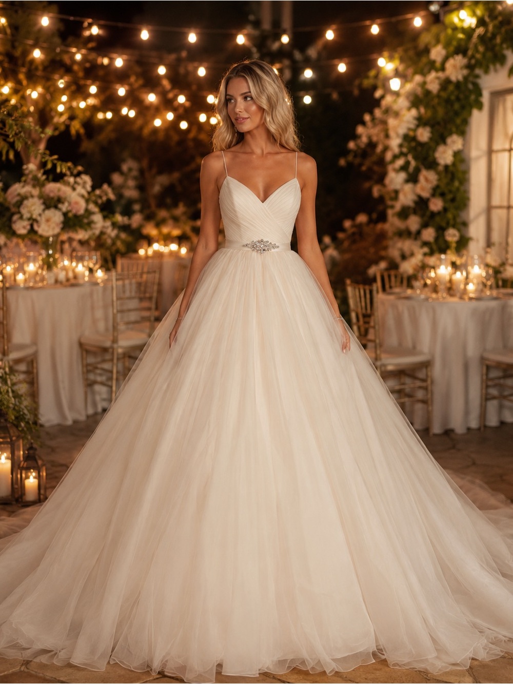 Morilee Blu 5408‎ Ivory Tulle Ball Gown Wedding Dress Size 6 NWT Sample